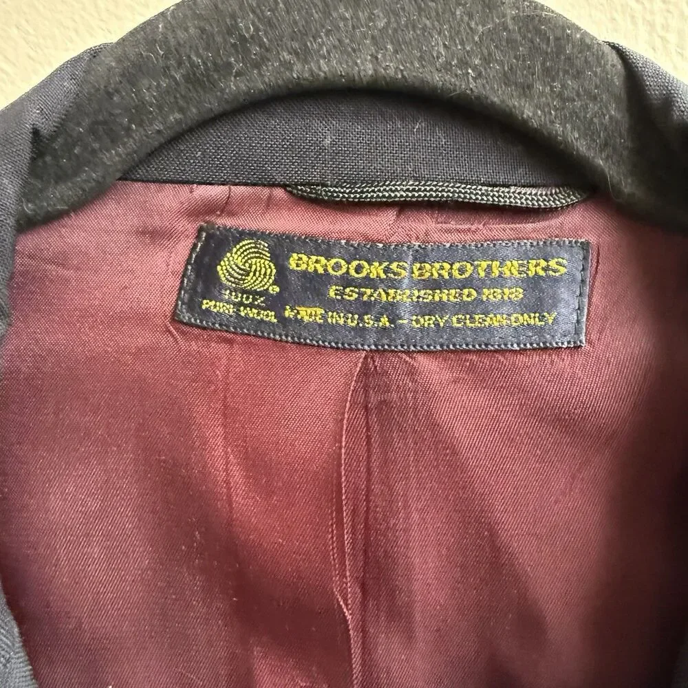 Vintage Brooks Brothers Blazer Mens 44L Navy Blue Gold Buttons Wool Made In USA